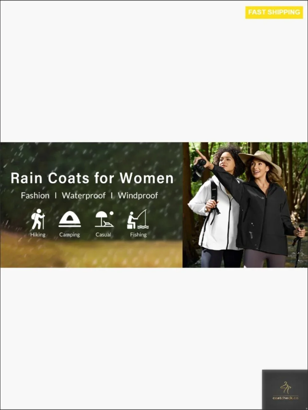 Lightweight Rain Jacket Waterproof Hooded Windbreaker Outdoor Hiking Coat